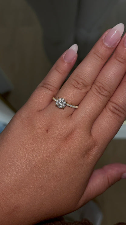 Gold Round Diamond Ring | 925 Sterling Silver