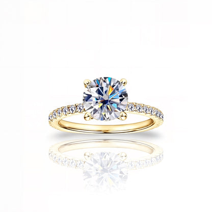 Gold Round Diamond Ring | 925 Sterling Silver